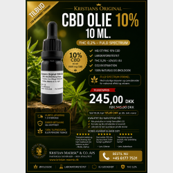 CBD Olie 10% 10 ml. Kristians Original THC 0,2%