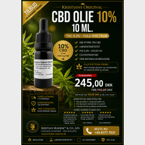 CBD Olie 10% 10 ml. Kristians Original THC 0,2%