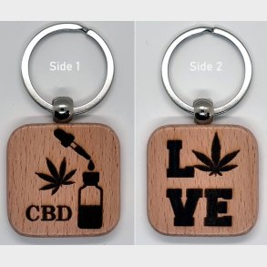 Square Wood Keychain LOVE CBD Oil