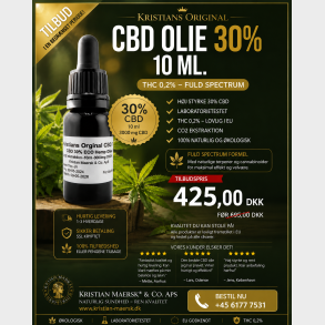 CBD Olie 30% 10 ml. Kristians Original THC 0,2%