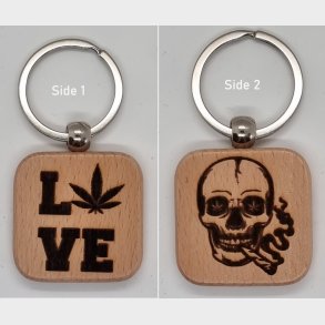 Square Keychain Love CBD tuxedo skull head