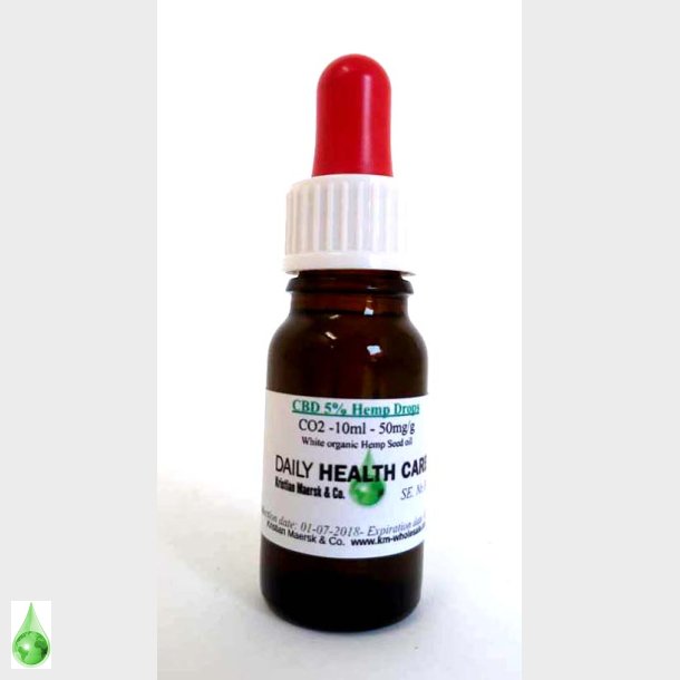 CBD 5% CO2 filtreret olie rd gul farve 10 ml Gl.