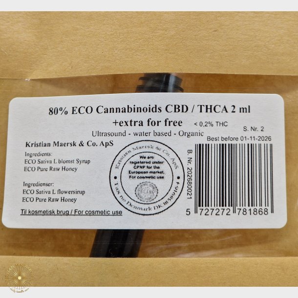 80% ECO Cannabinoids CBD / THCA 2 ml +extra for free 