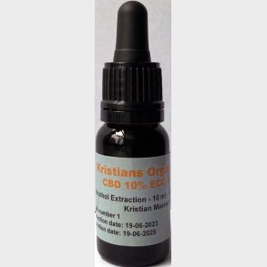 CBD Olie 10% 10 ml. Kristians Original THC 0,2% Gl.