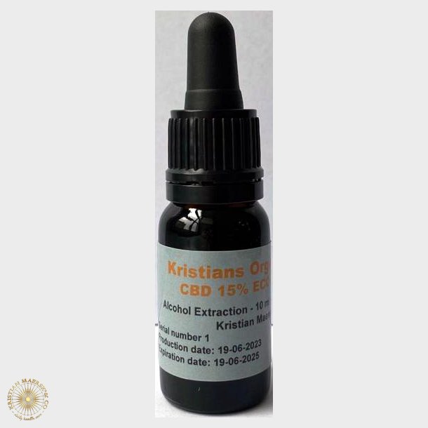 CBD Olie 15% 10 ml. Kristians Original THC 0,2% Gl.