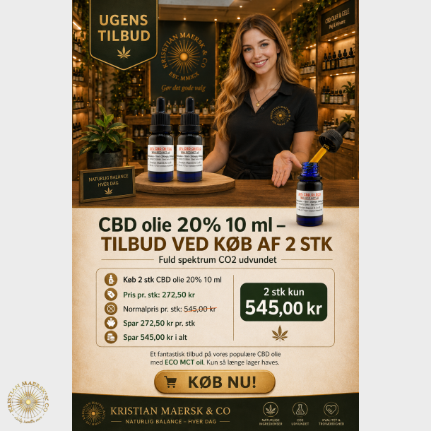  CBD olie 20% 10 ml - Fuld spektrum CO2 Udvundet 10 ml