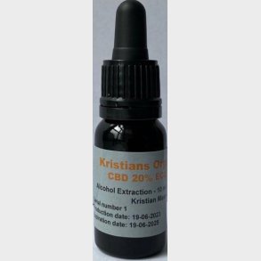 CBD Olie 20% 10 ml. Kristians Original THC 0,2% Gl.