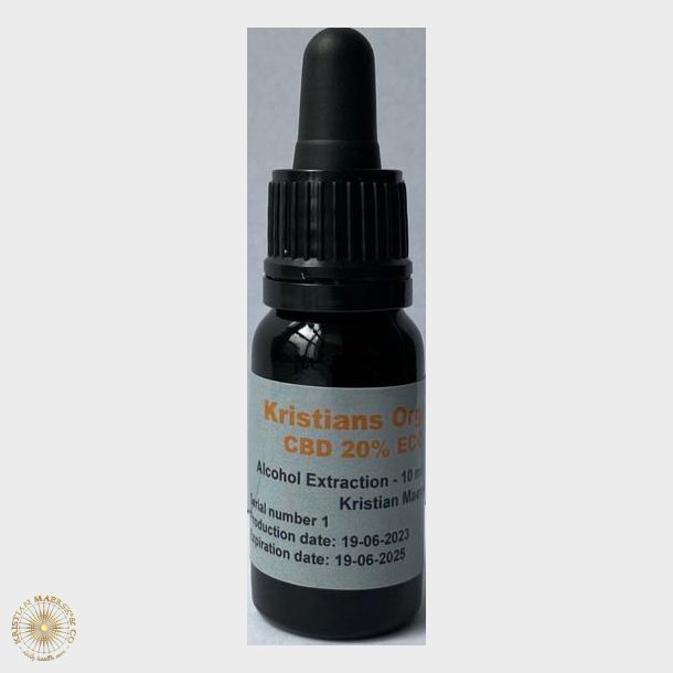 CBD Olie 20% 10 ml. Kristians Original THC 0,2% Gl.