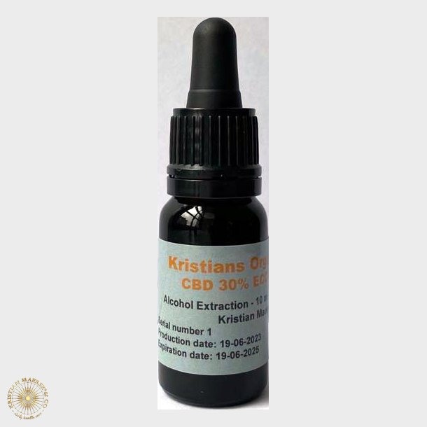 CBD Olie 30% 10 ml. Kristians Original THC 0,2% Gl.