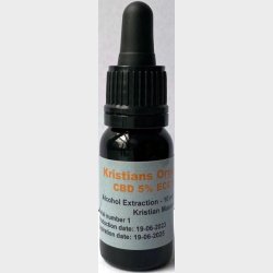 CBD Olie 5% 10 ml. Kristians Original THC 0,2% Gl.