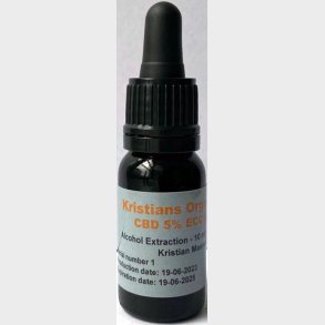 CBD Olie 5% 10 ml. Kristians Original THC 0,2% Gl.