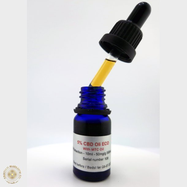 CBD 5% CO2 filtreret olie rd gul farve 10 ml