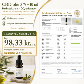 CBD oil 3% 10ml. Full spectrum CO2 extracted 10 ml