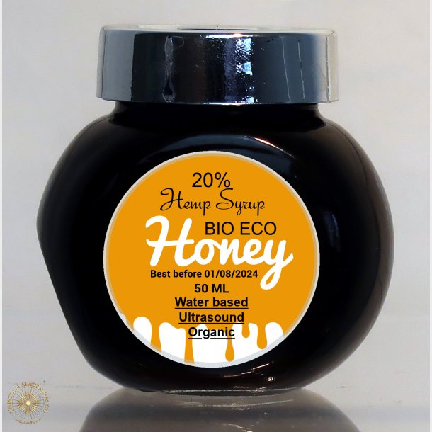 50 ML 20% Sativa L Hampesirup Krystalliseret honning - 10% CBD Gl.