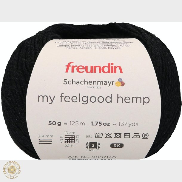 Sort hamp garn 50 g.