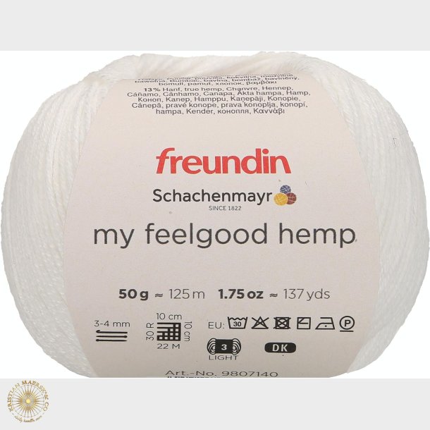 Hvid hamp garn 50 g.